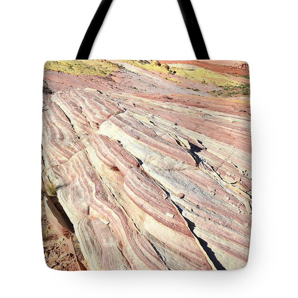 Valley Of Fire State Park Tote Bag featuring the photograph Candy Striped Sandstone in Valley of Fire by Ray Mathis