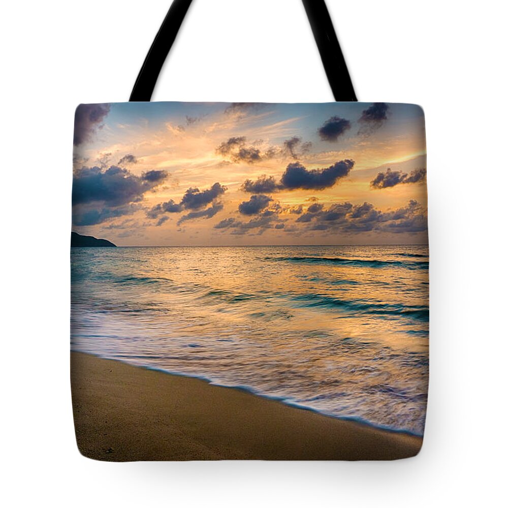 Pristine Tote Bag featuring the photograph Cane Bay Sunset by Amanda Jones