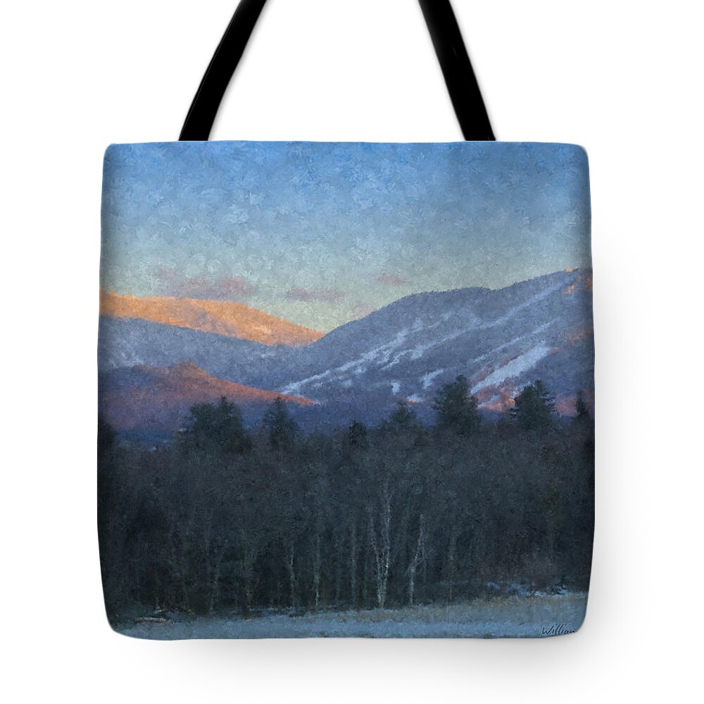 Cannon Mountain Tote Bag featuring the painting Cannon Mountain Vista by Bill McEntee