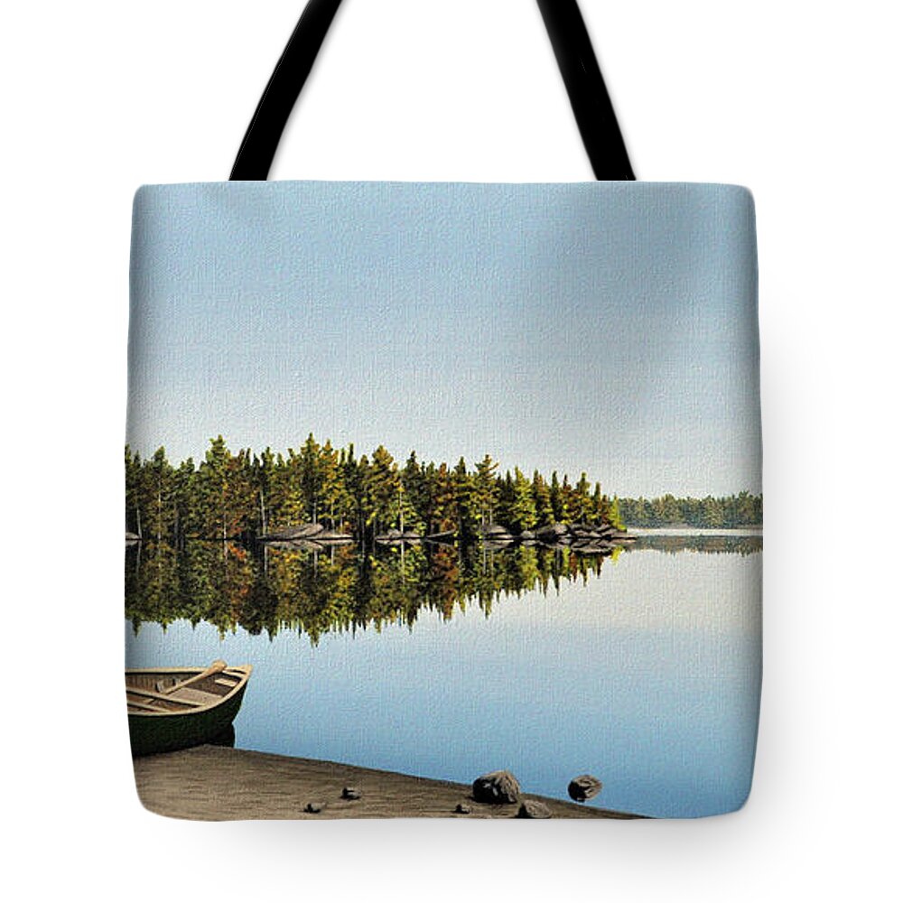 Canoe Tote Bag featuring the painting Canoe The Massassauga by Kenneth M Kirsch