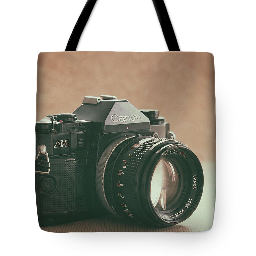 Vintage Tote Bag featuring the photograph Canon A1 by Ana V Ramirez