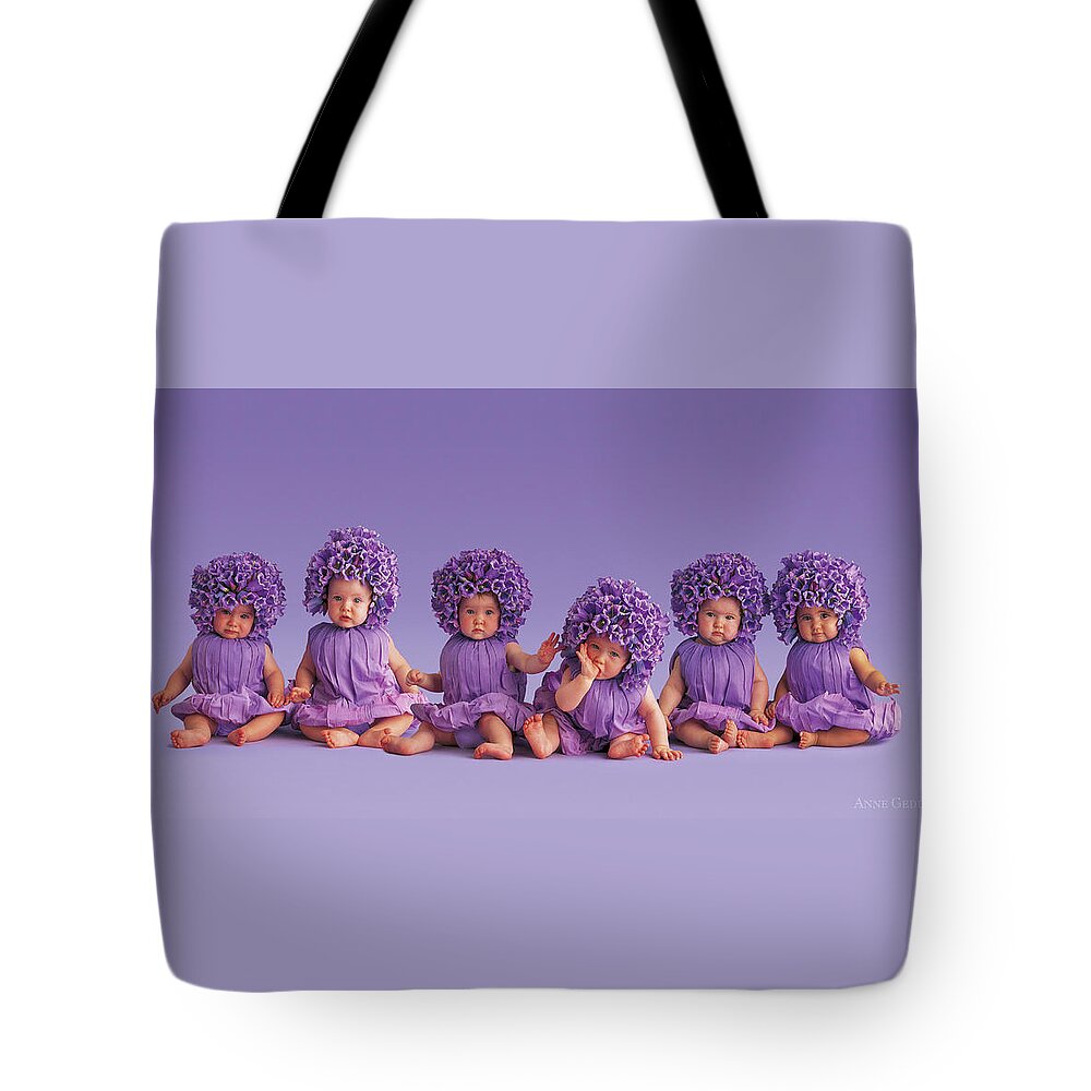 Purple Tote Bag featuring the photograph Cantebury Bells by Anne Geddes