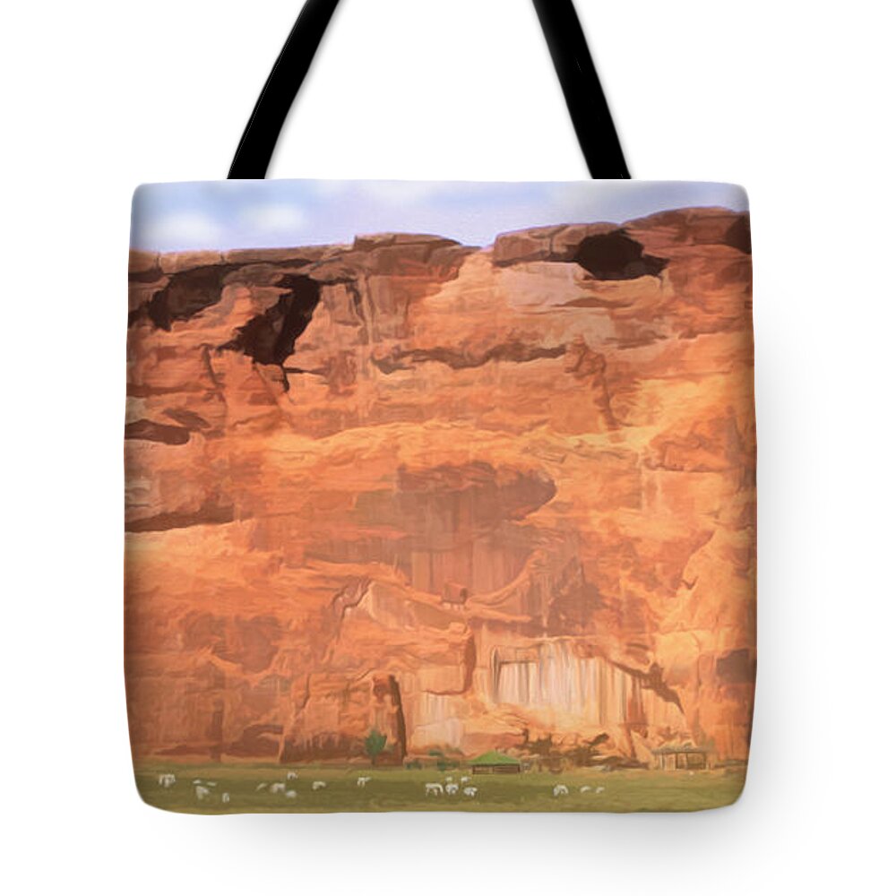 Canyon Tote Bag featuring the digital art Canyon De Chelly by Walter Colvin