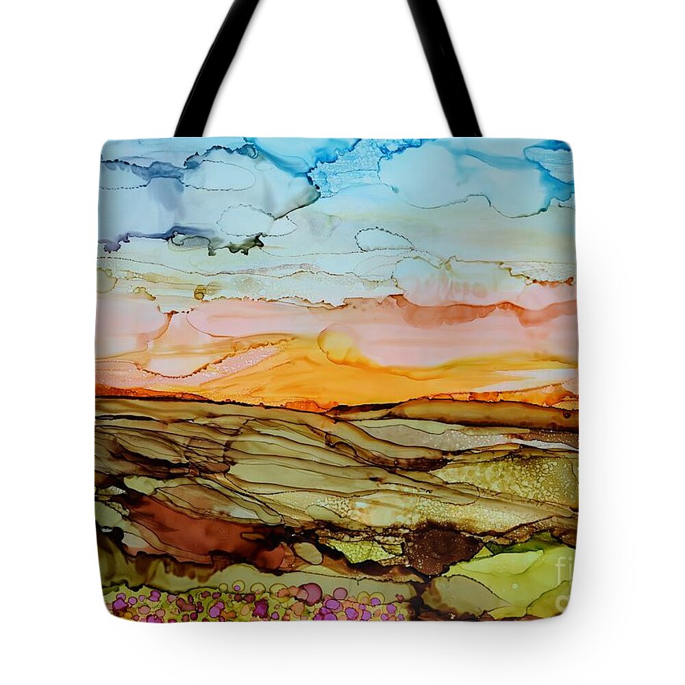 Landscape Tote Bag featuring the painting Canyon Sunset by Beth Kluth