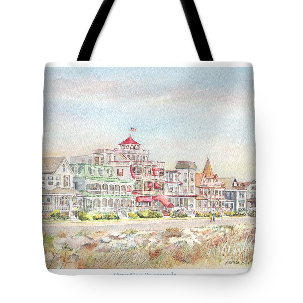 Cape May Tote Bag featuring the painting Cape May Promenade, Jersey Shore by Pamela Parsons