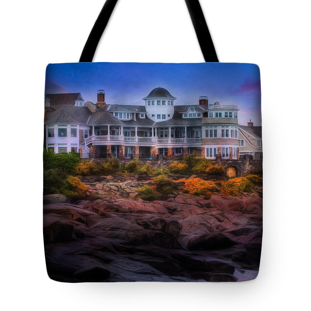 Sunrise Tote Bag featuring the photograph Cape Neddick Maine Scenic Vista by Shelley Neff