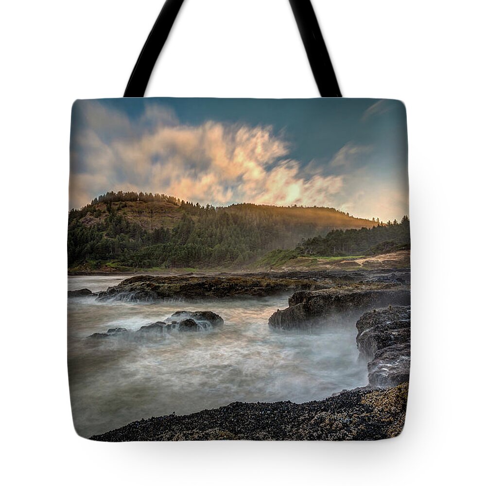 Cape Perpetua Tote Bag featuring the photograph Cape Perpetua Sunrise by Pierre Leclerc Photography