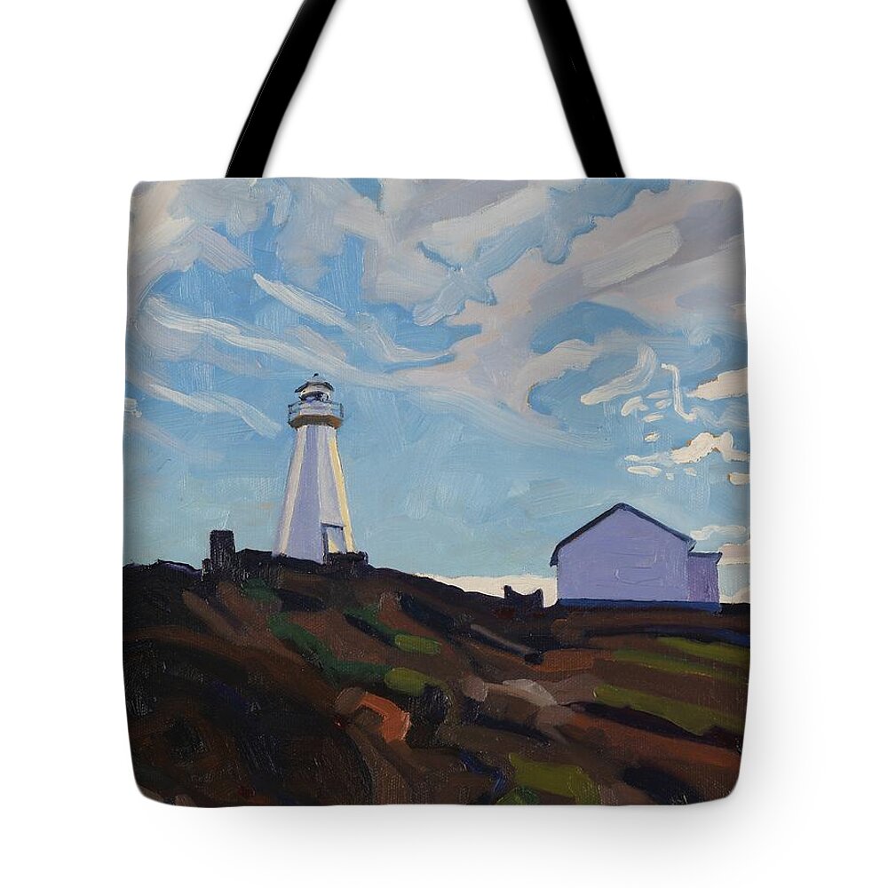 888 Tote Bag featuring the painting Cape Spear Light by Phil Chadwick