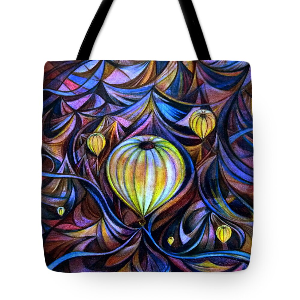 Travel Impressions Tote Bag featuring the drawing Cappadocia Sunrise by Anna Duyunova