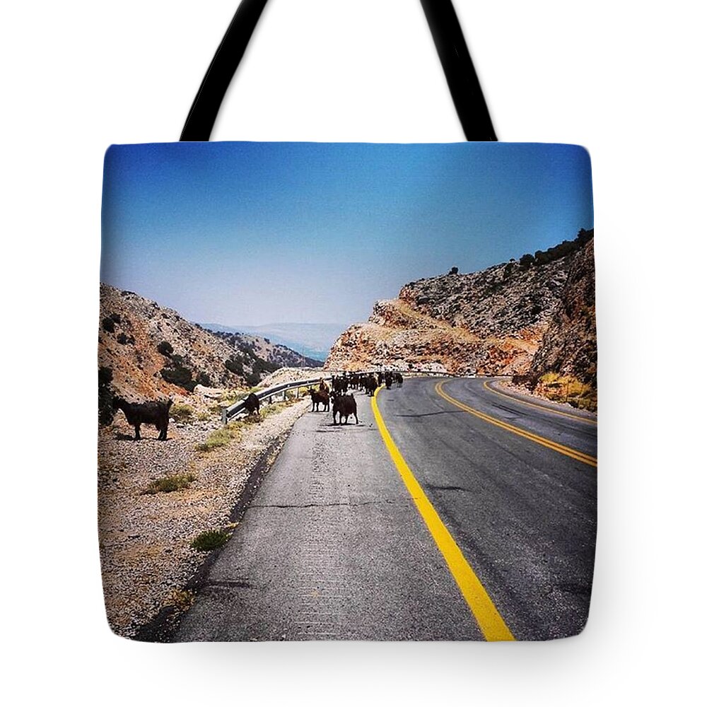 Loves_world Tote Bag featuring the photograph Capra Road by Simone Moncelsi