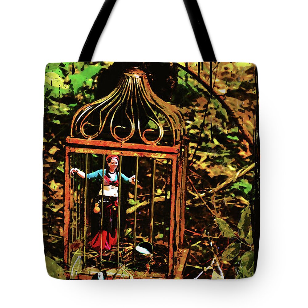 The Captured Gypsy Tote Bag featuring the photograph Captured Gypsy by Susan Vineyard
