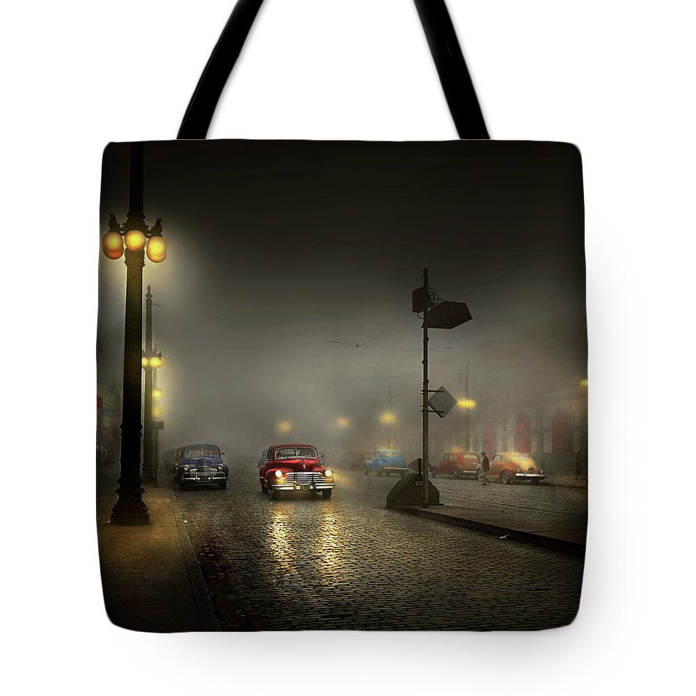City Tote Bag featuring the photograph Car - Down a lonely road 1940 by Mike Savad