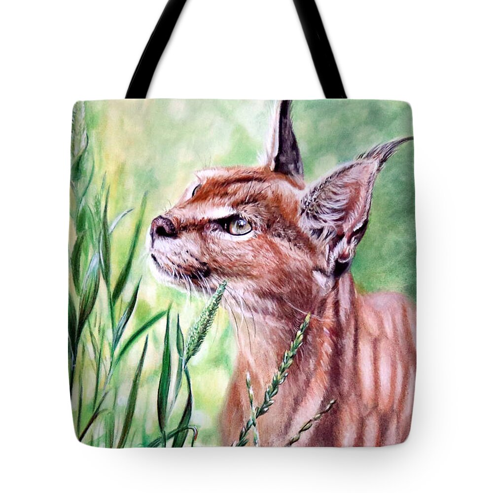 Caracal Tote Bag featuring the painting Caracal by Lachri