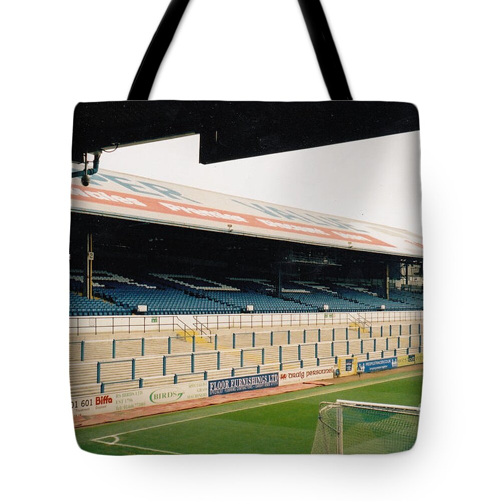 Cardiff City Tote Bag featuring the photograph Cardiff - Ninian Park - East Stand Railway Side 5 - March 2004 by Legendary Football Grounds