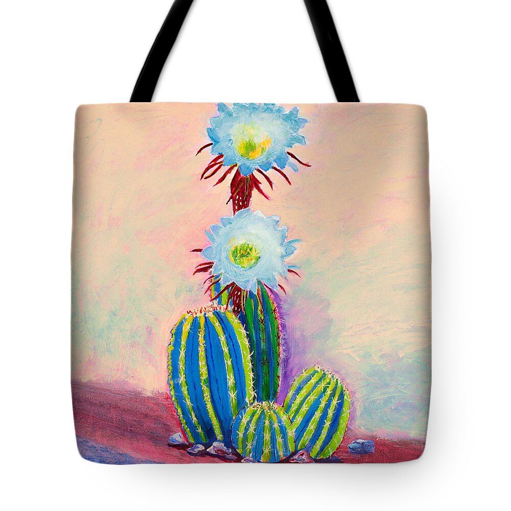 Cactus Tote Bag featuring the painting Carefree Cactus 16 x 20 by Santana Star