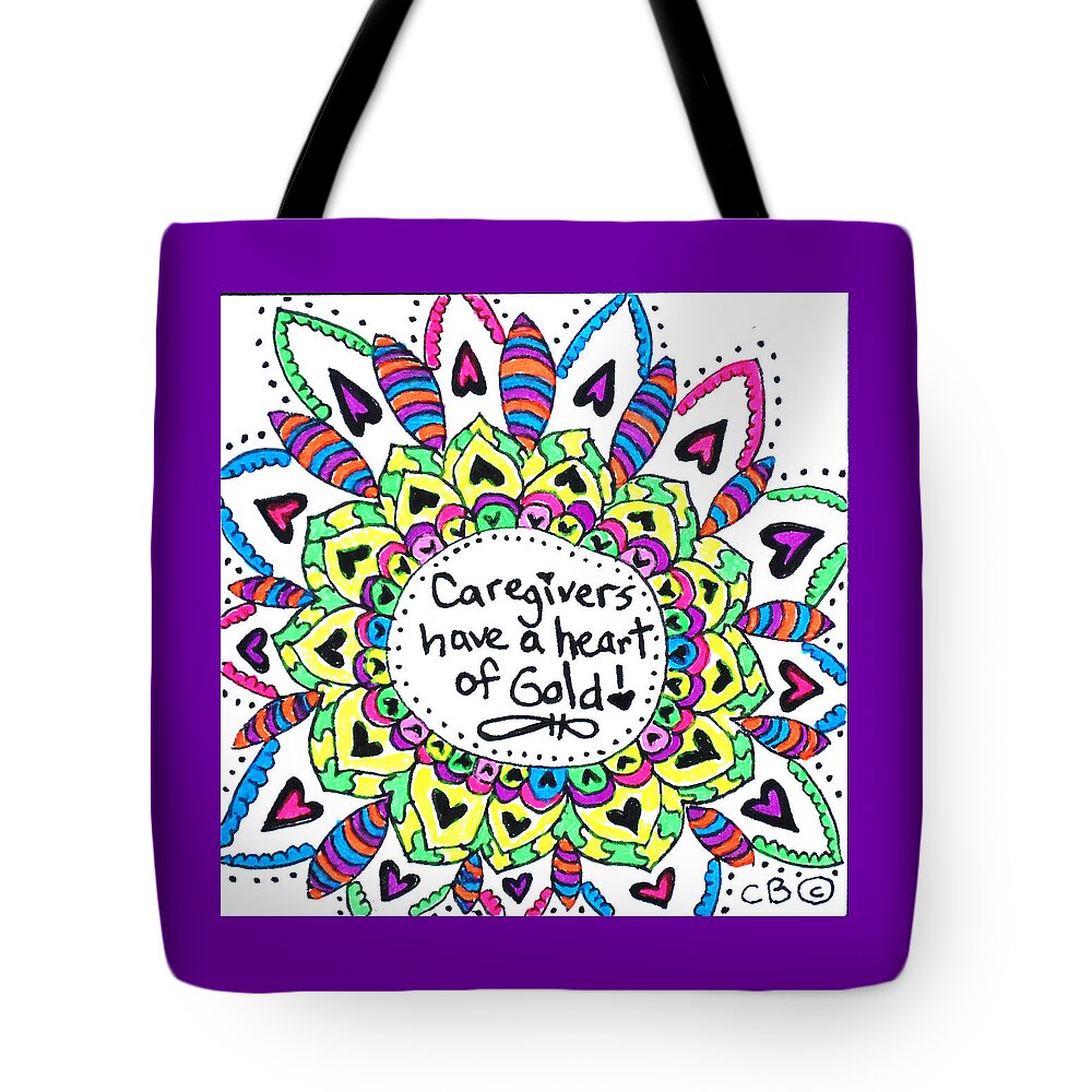 Caregiver Tote Bag featuring the drawing Caregiver Flower by Carole Brecht