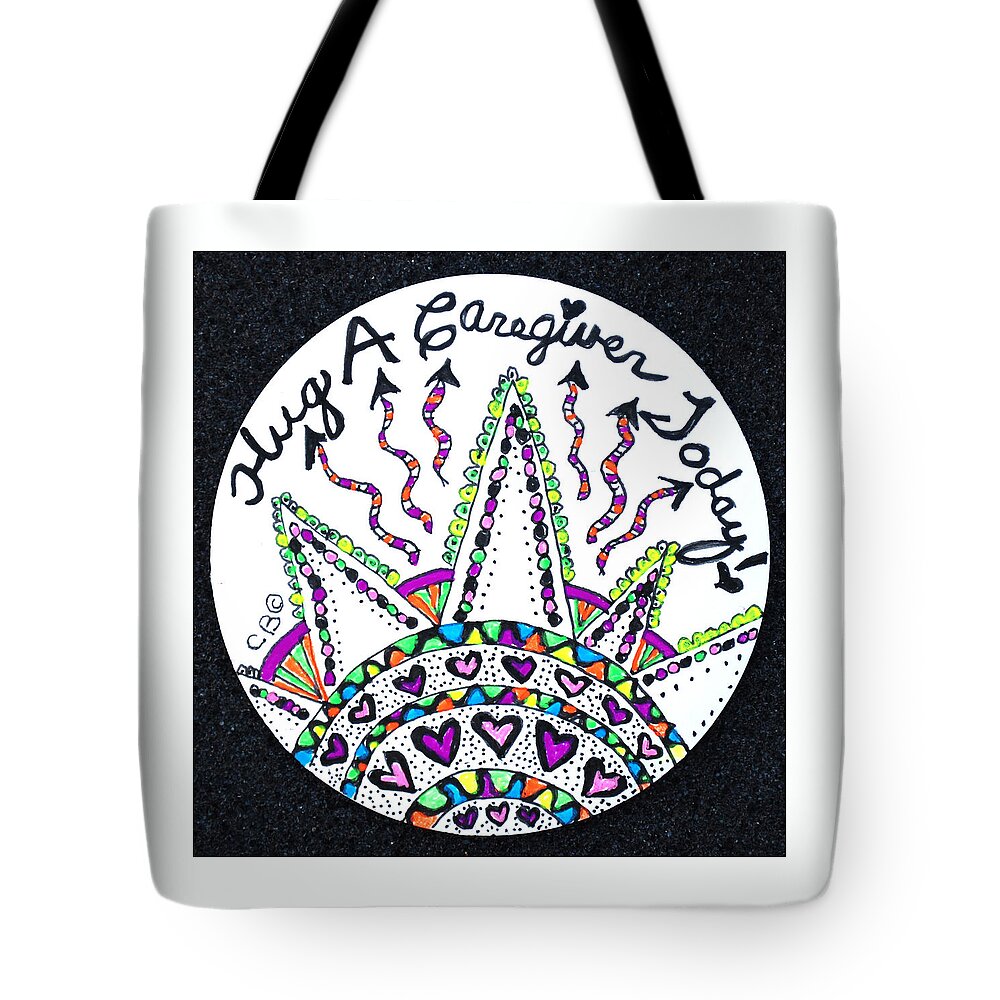 Caregiver Tote Bag featuring the drawing Caregiver Hugs by Carole Brecht