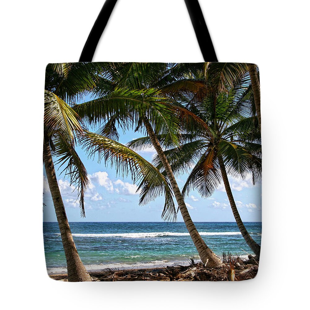 Palms Island Palm Tree Trees Beach Sea Ocean Vacation Travel Sand Salt Tote Bag featuring the photograph Caribbean Palms by Robert Och