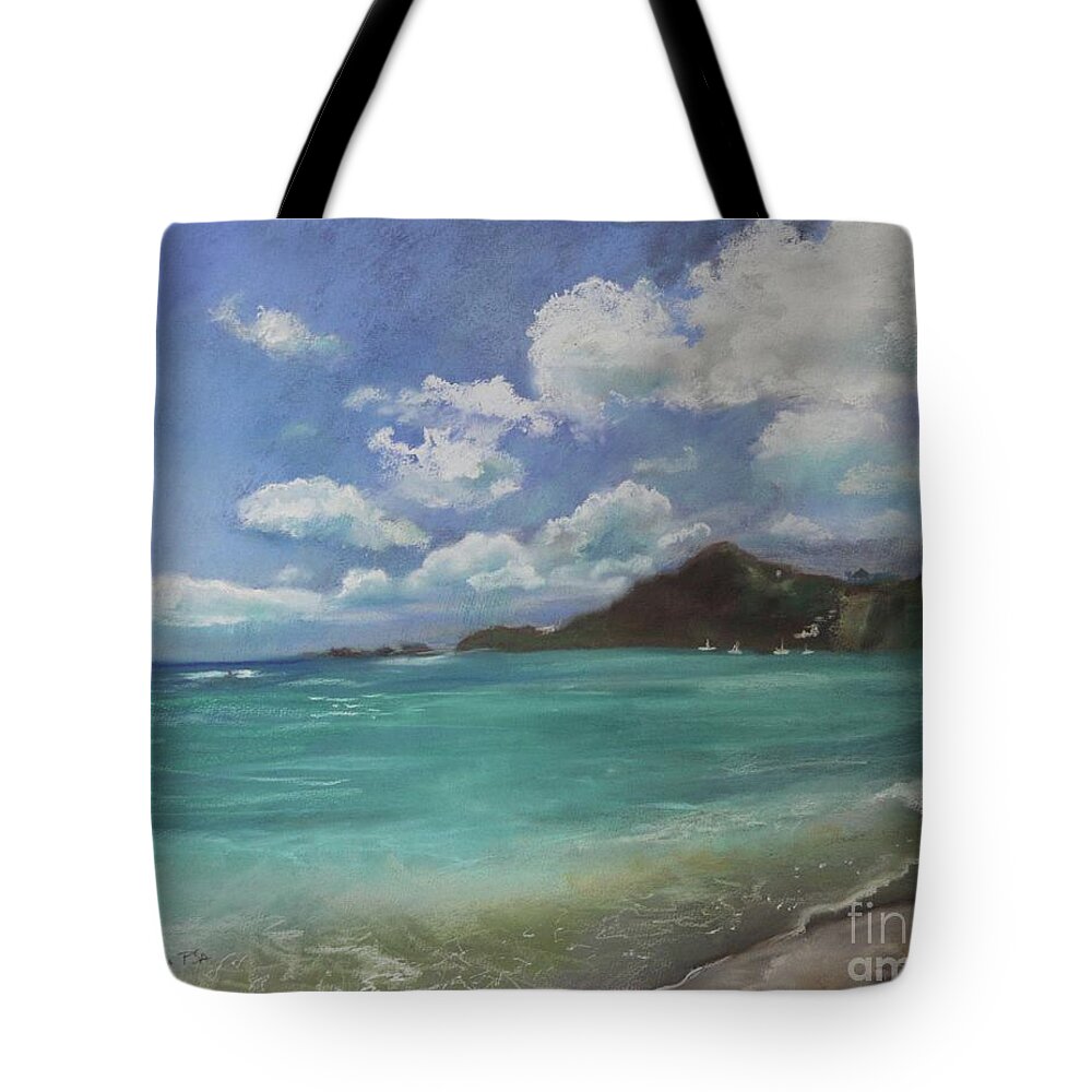 Caribbean Tote Bag featuring the pastel Caribbean Sea Day Antigua by Robin Pedrero