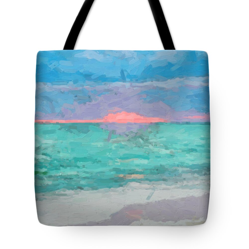  Tote Bag featuring the digital art Caribbean Sunrise by David Hansen
