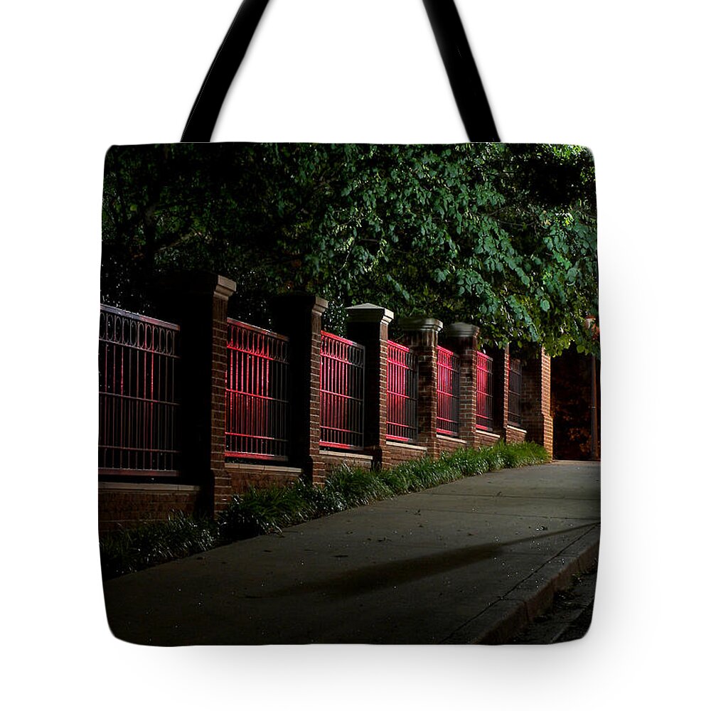 Rob Seel Tote Bag featuring the photograph Carillon Fence - Clemson by Robert M Seel