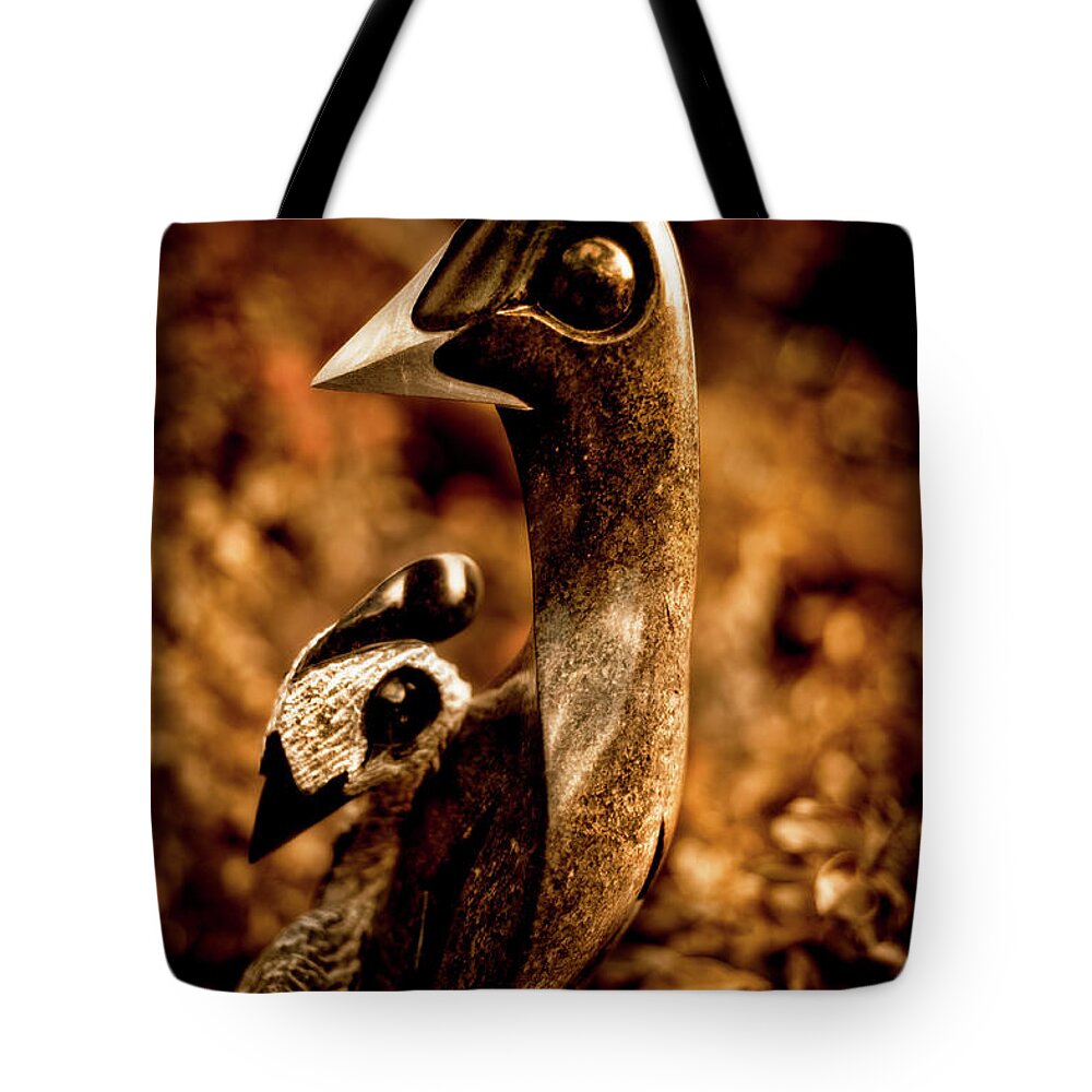 Art Tote Bag featuring the photograph Caring Guineafowl by Venetta Archer