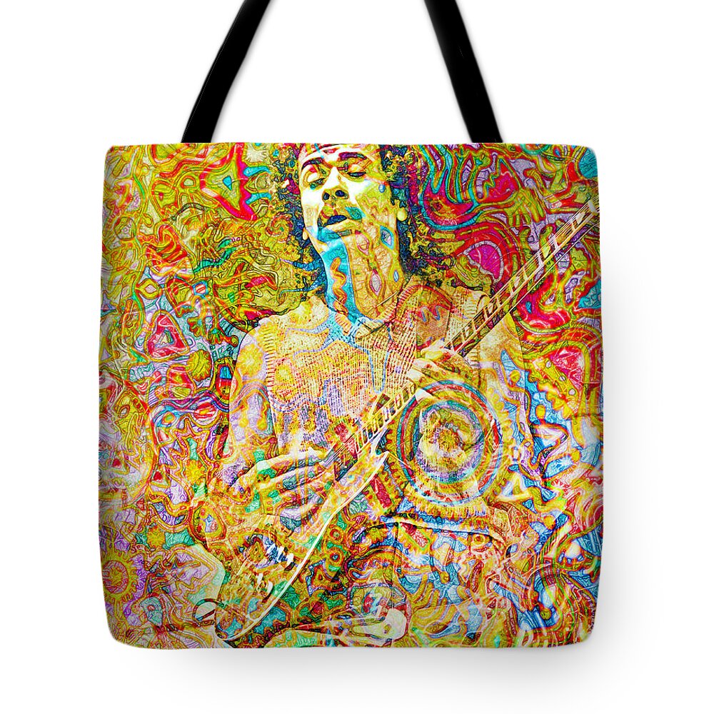 Carlos Santana Tote Bag by Mal Bray - Fine Art America