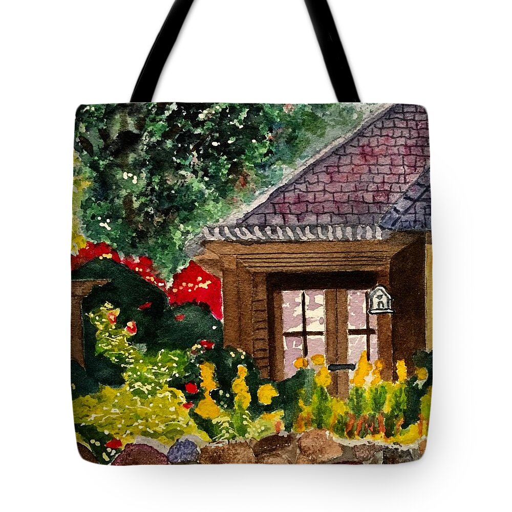 Carmel Tote Bag featuring the painting Carmel Cottage 2 by Sue Carmony