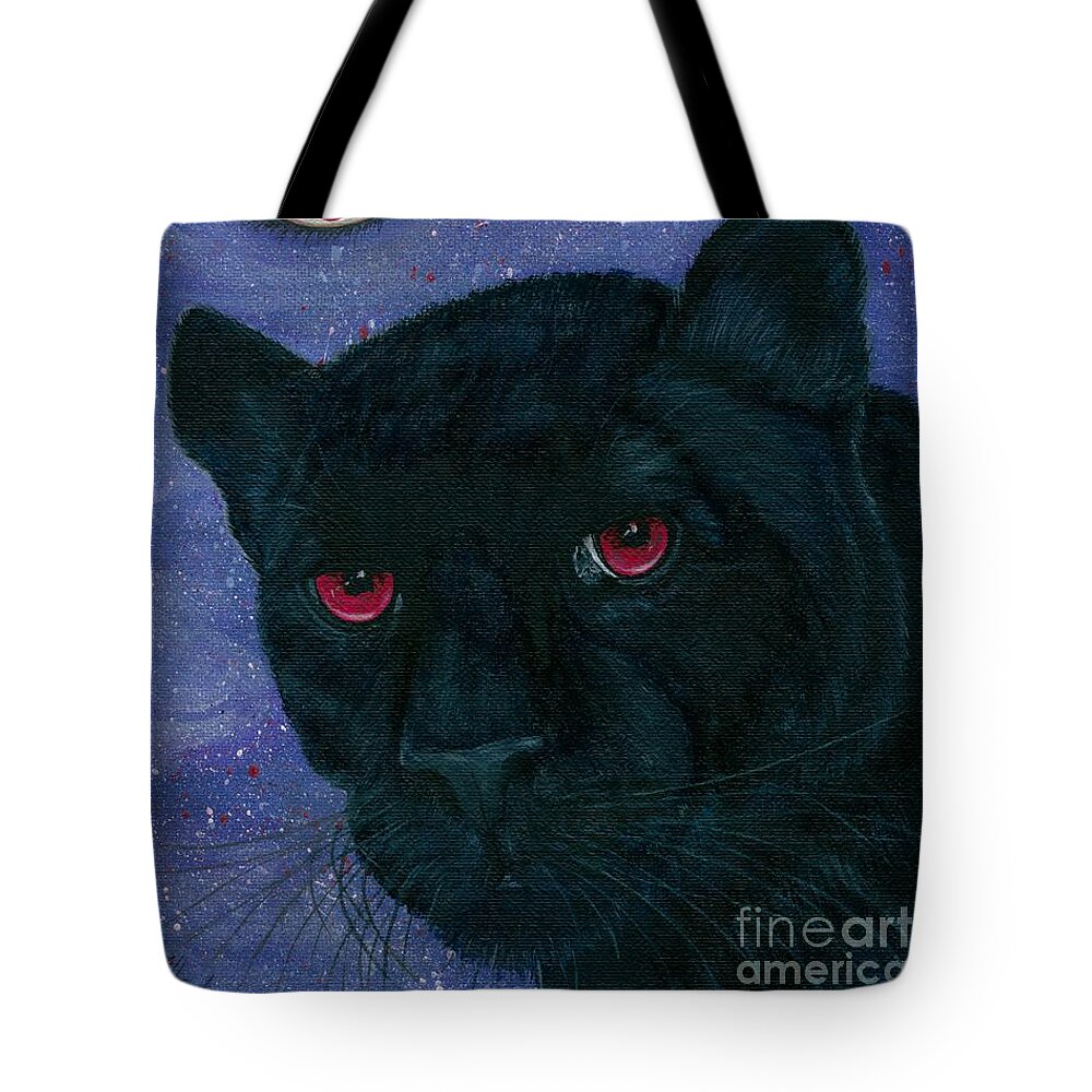 Black Cat Tote Bag featuring the painting Carmilla - Black Panther Vampire by Carrie Hawks