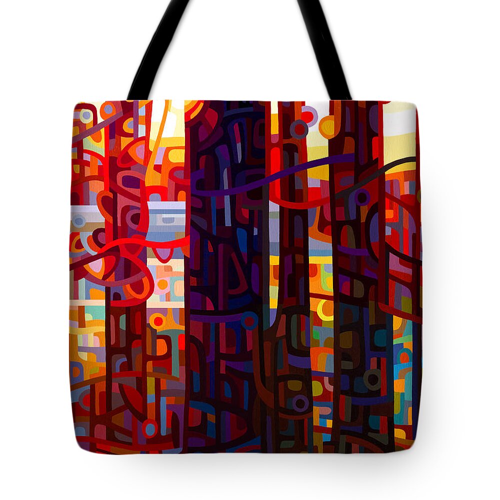 Autumn Tote Bag featuring the painting Carnelian Morning by Mandy Budan