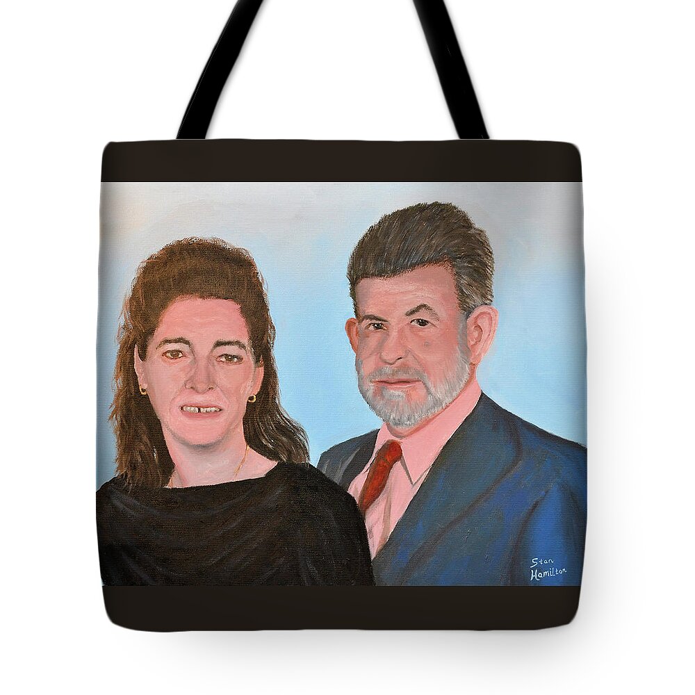 Portrait Tote Bag featuring the painting Carol and Max by Stan Hamilton