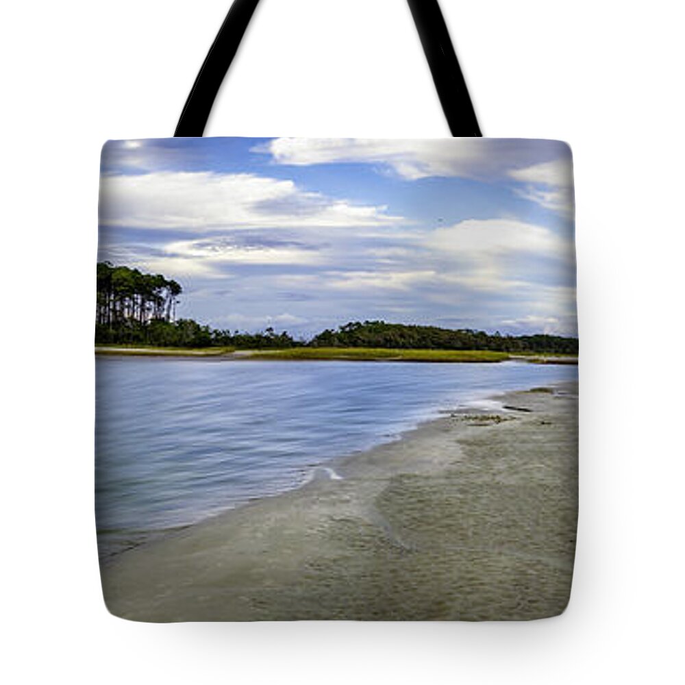 Beach Tote Bag featuring the photograph Carolina Inlet at Low Tide by David Smith