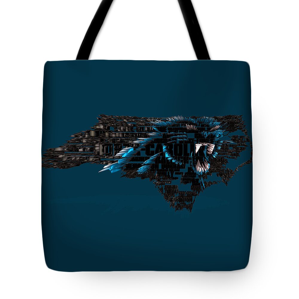 Carolina Panthers Tote Bag featuring the digital art Carolina Panthers Typographic Map 4a by Brian Reaves