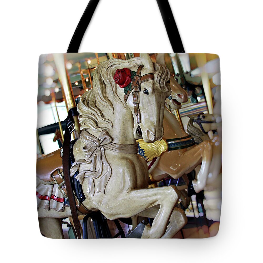 Carousel Tote Bag featuring the photograph Carousel Belle by Melanie Alexandra Price