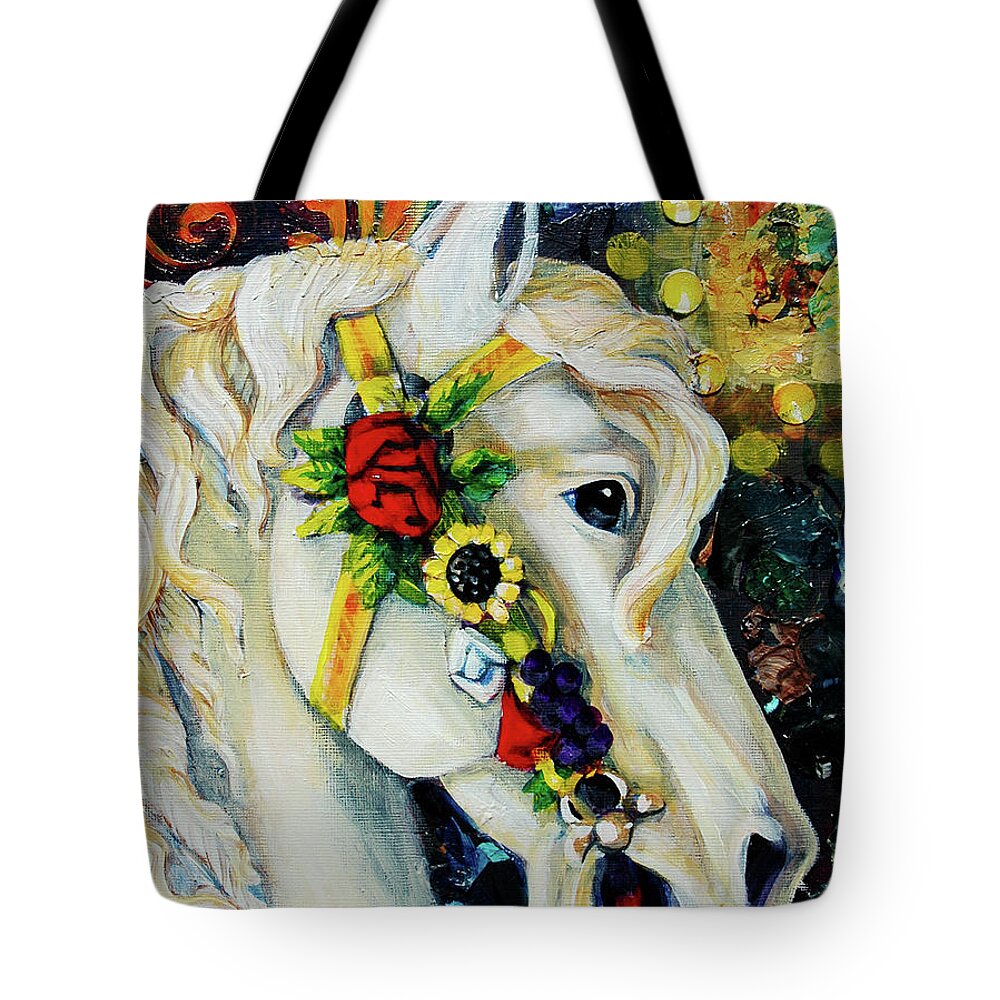 Carousel Tote Bag featuring the painting Carousel Horse by Cynthia Westbrook