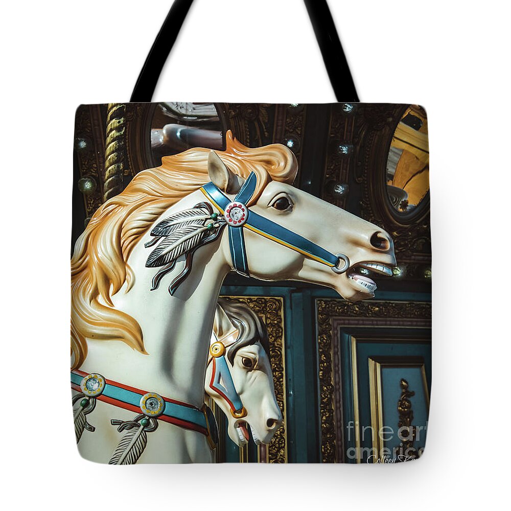 Carousels Tote Bag featuring the photograph Carousel Horse Head by Colleen Kammerer