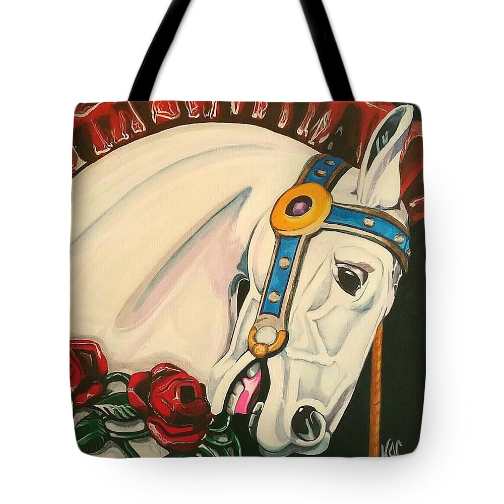 Horse Tote Bag featuring the painting Carousel by Kelly Jean