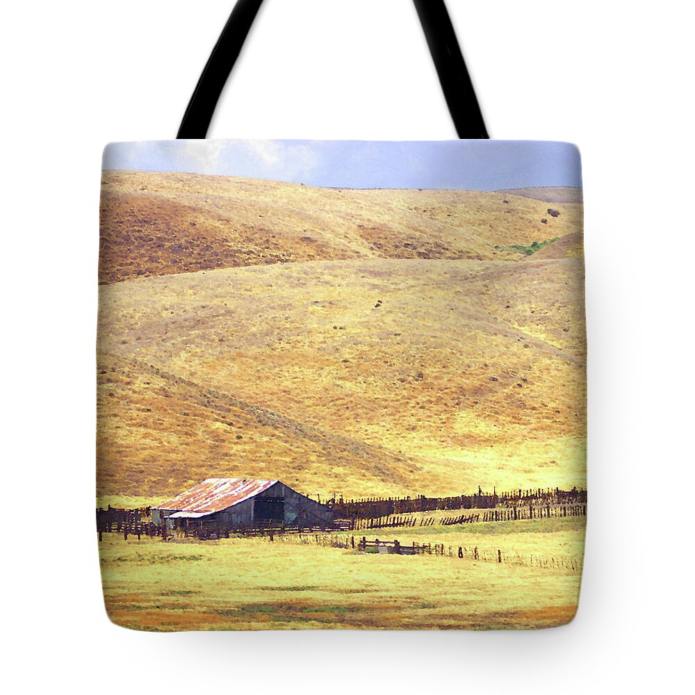 Barn Tote Bag featuring the photograph Carrizo Barn by Timothy Bulone