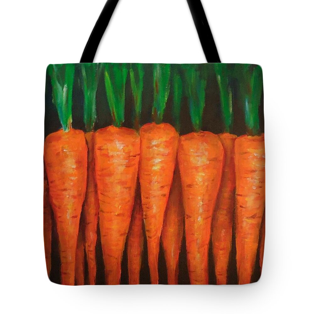 Carrots Tote Bag featuring the painting Carrots by Cami Lee