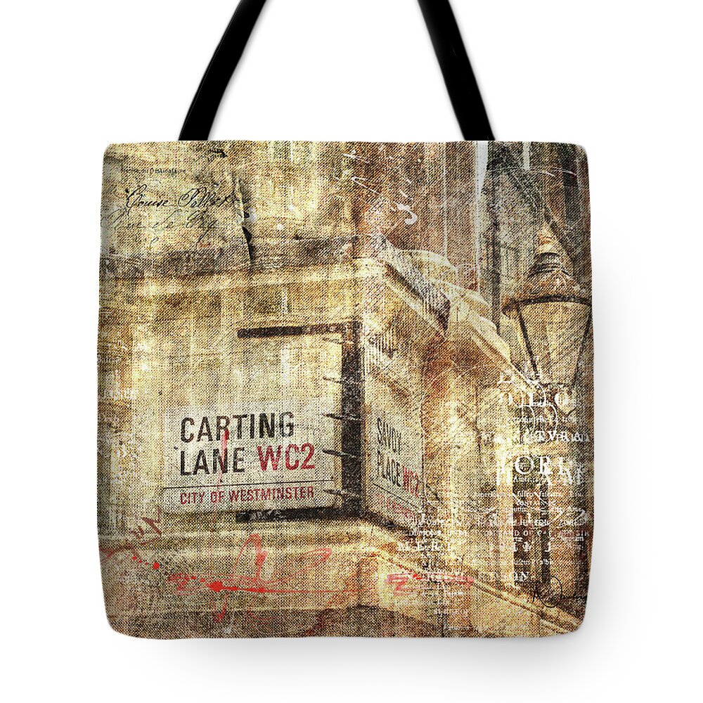 English Tote Bag featuring the digital art Carting Lane, Savoy Place by Nicky Jameson