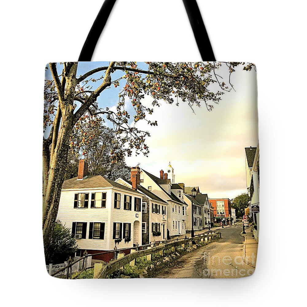 Leyden Street Tote Bag featuring the photograph Carver and Leyden Street by Janice Drew