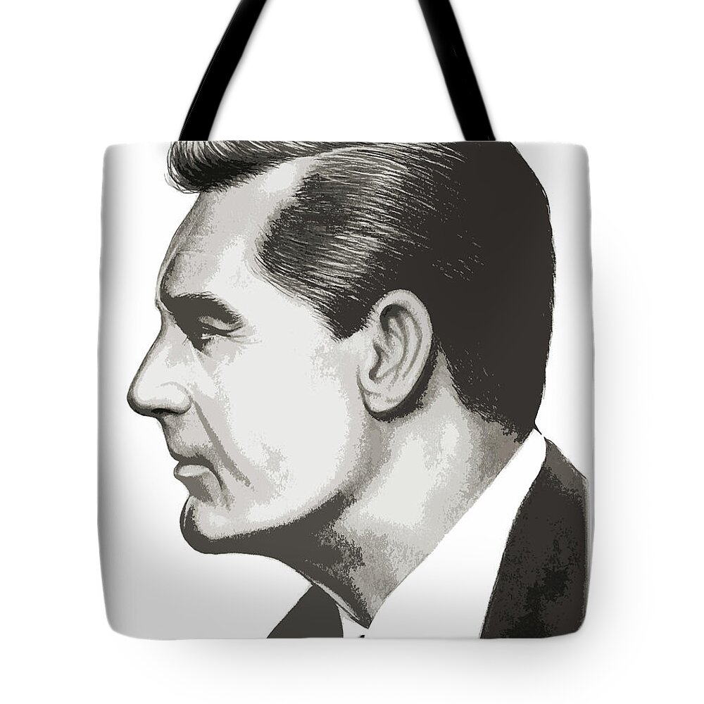 Cary Grant Tote Bag featuring the drawing Cary Grant by Greg Joens