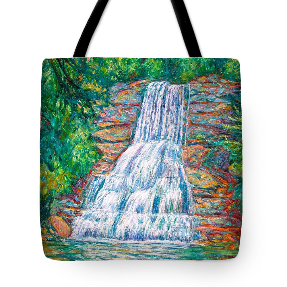 Cascades Tote Bag featuring the painting Cascades in Giles County by Kendall Kessler