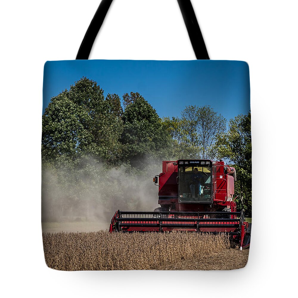 Axial Flow Tote Bag featuring the photograph Case IH Bean Harvest by Ron Pate