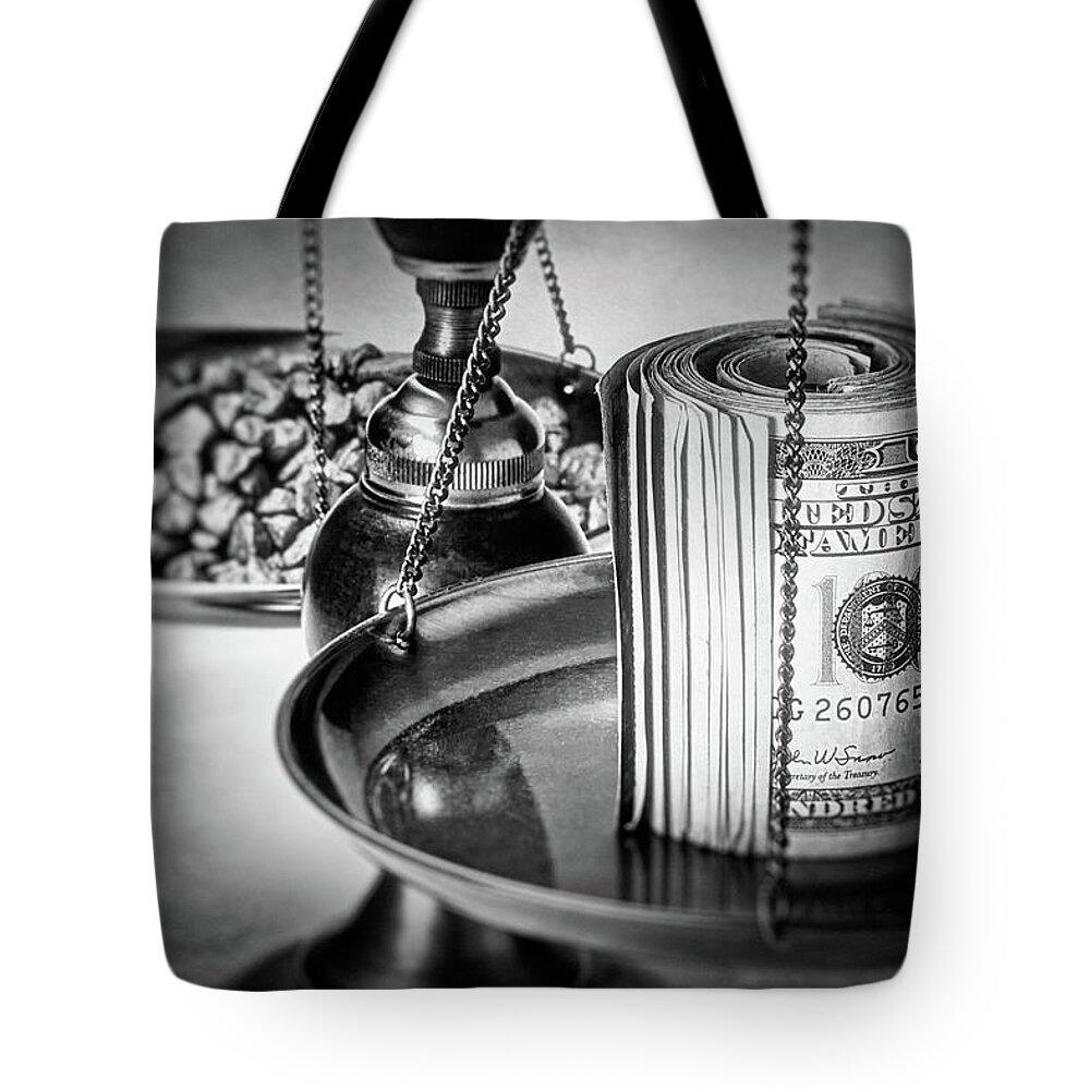 100 Dollars Tote Bag featuring the photograph Cash Versus Gold by Tom Mc Nemar