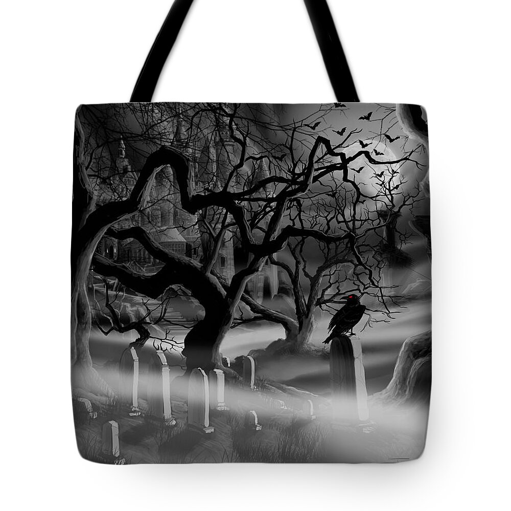 Castle Tote Bag featuring the painting Castle Graveyard I by James Christopher Hill