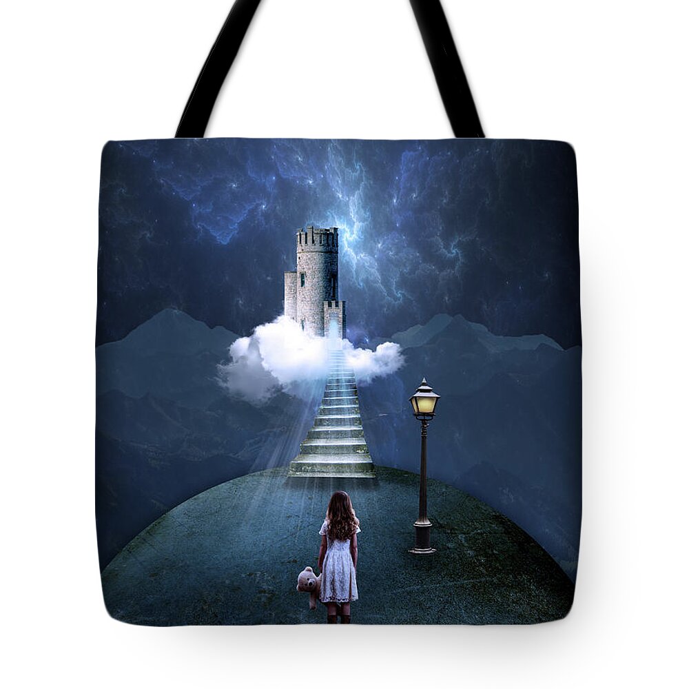 Castle Tote Bag featuring the photograph Castle in the Clouds by Juli Scalzi