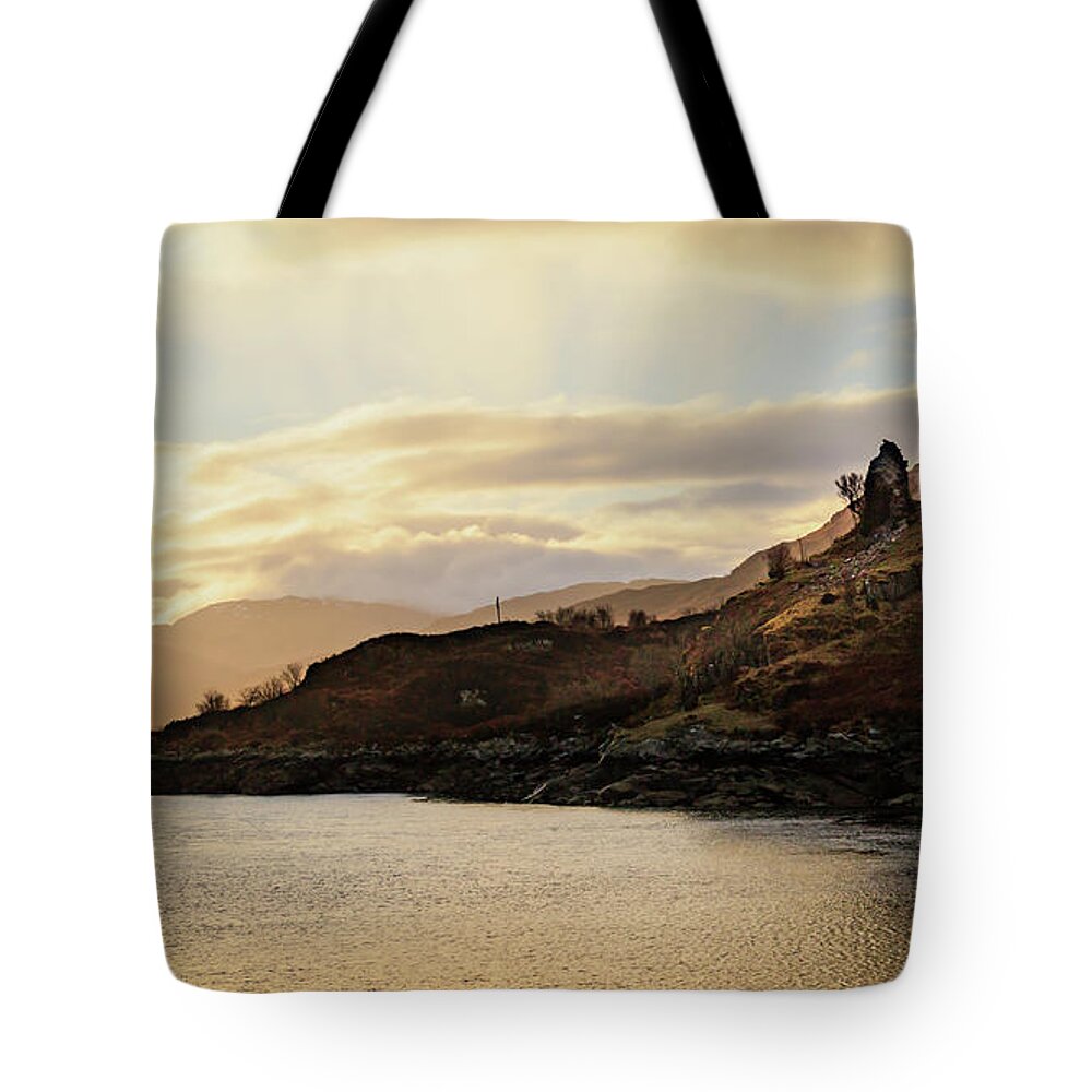 Castle Moil Tote Bag featuring the photograph Castle Moil Sunrise by Holly Ross