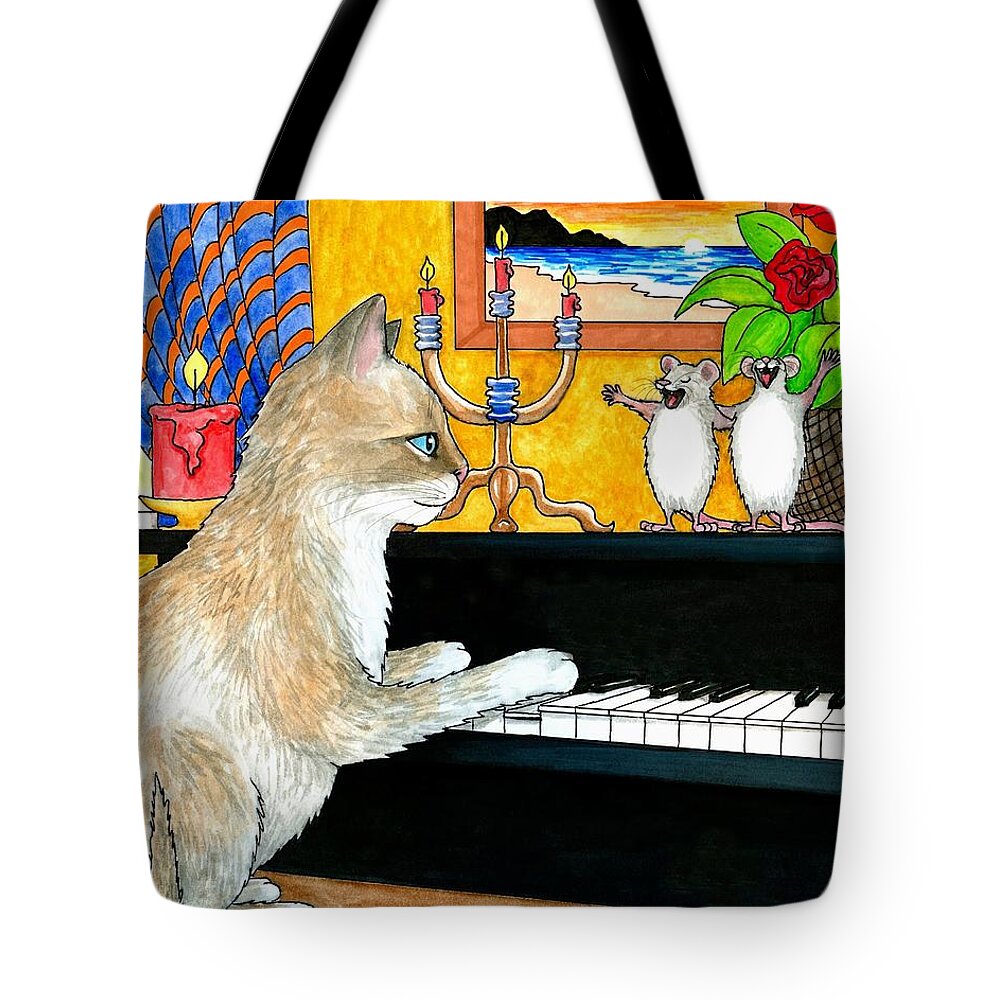 Cat Tote Bag featuring the painting Cat 506 by Lucie Dumas