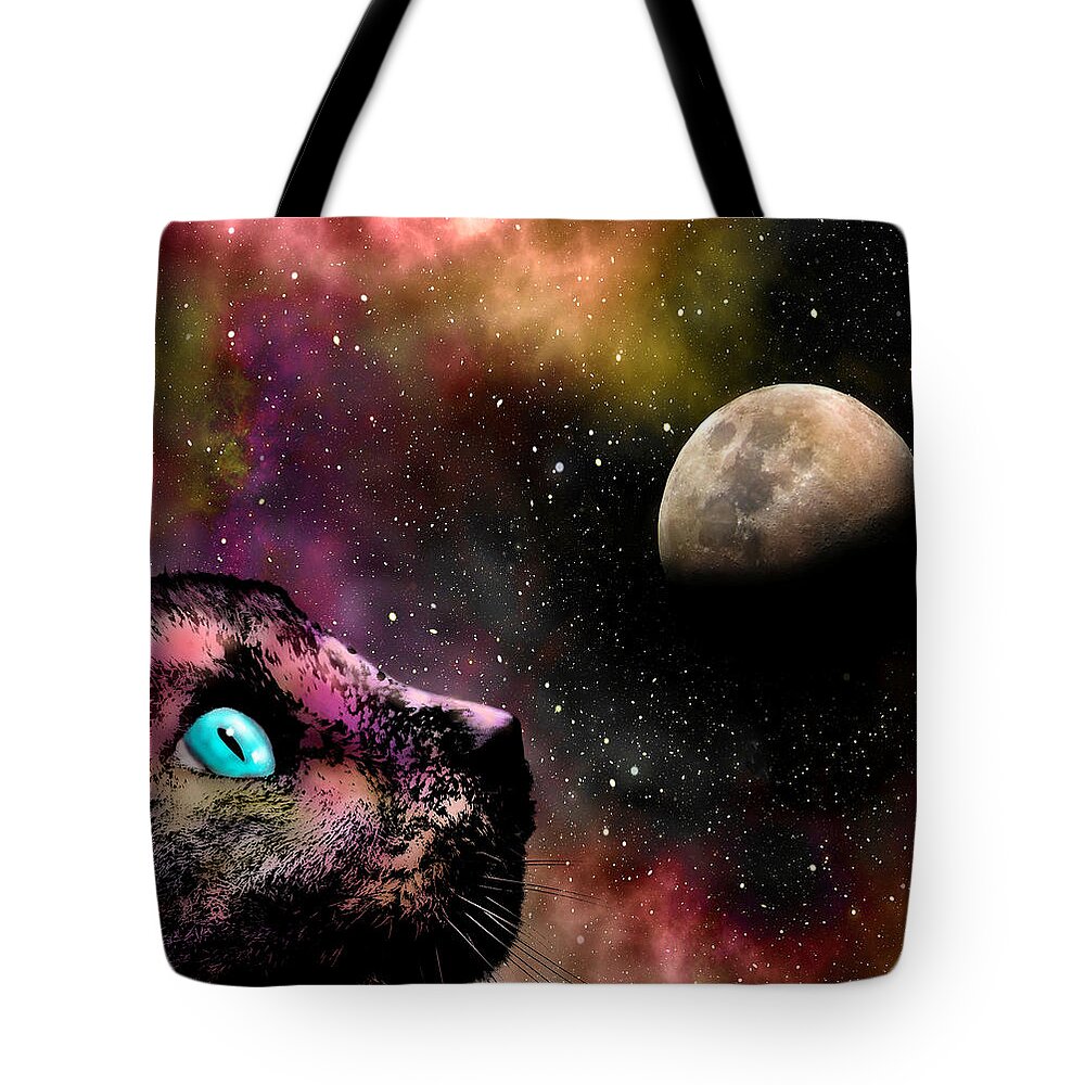 Cat Tote Bag featuring the digital art Cat 619 by Lucie Dumas